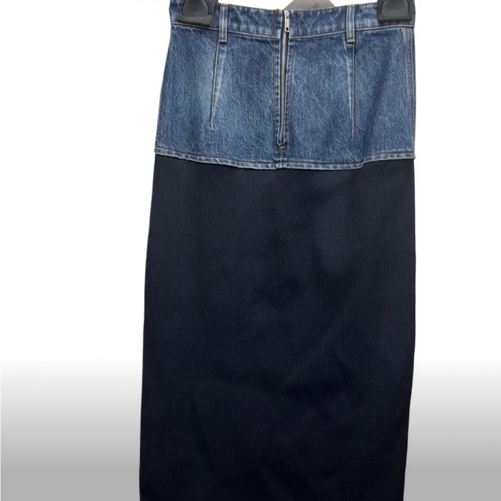 Max Mara Two-Tone Denim Midi Pencil Skirt NWT Size 10 | Structured Luxe